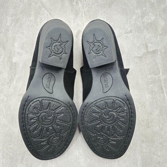 Born Ankle Boots 7.5 Black Leather Block Heel Western Rugged Comfort Shoe Bootie - Picture 8 of 11